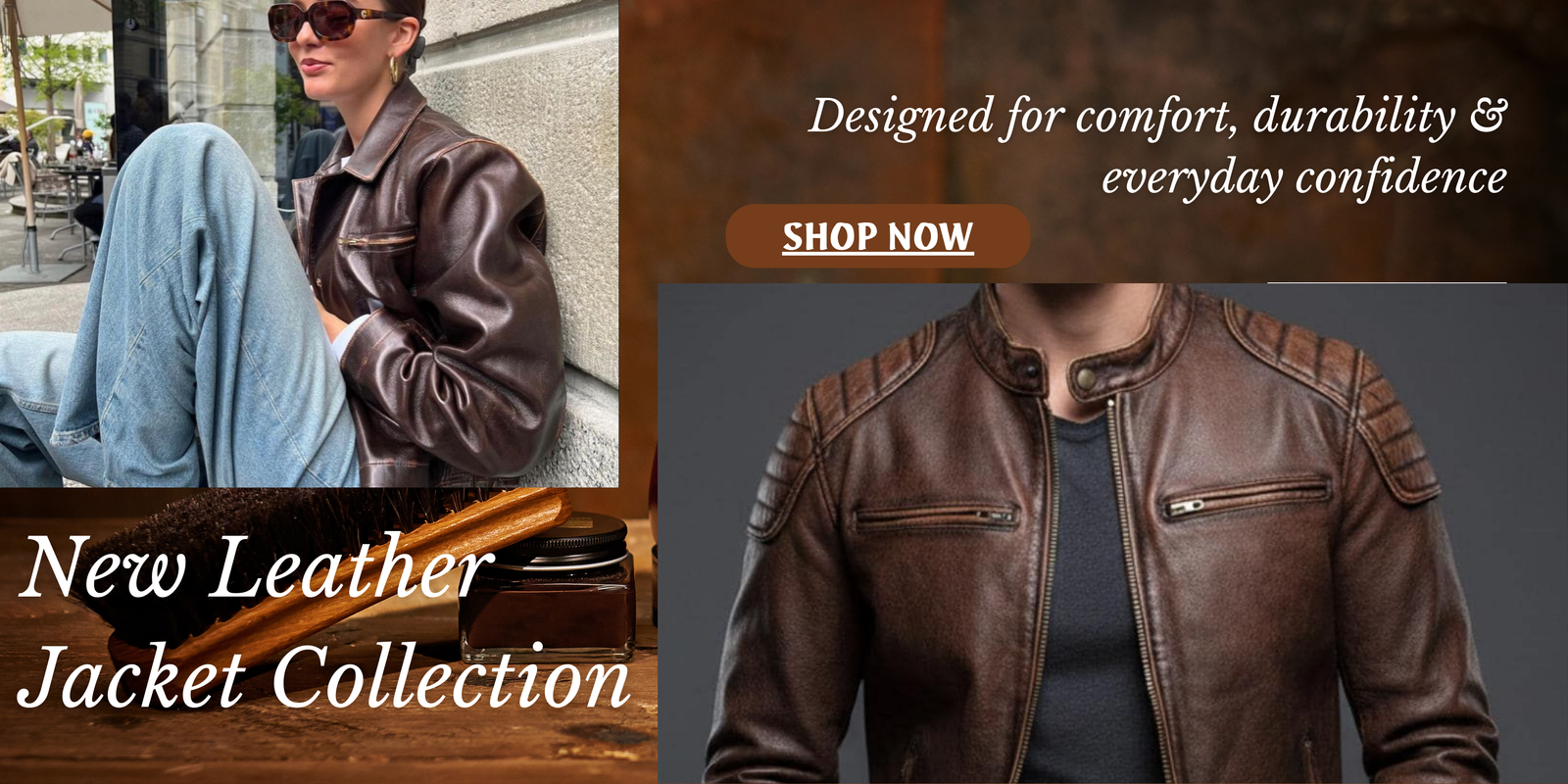 Brown and White Modern Fashion Collection Leather Shoes Banner Landscape (5)