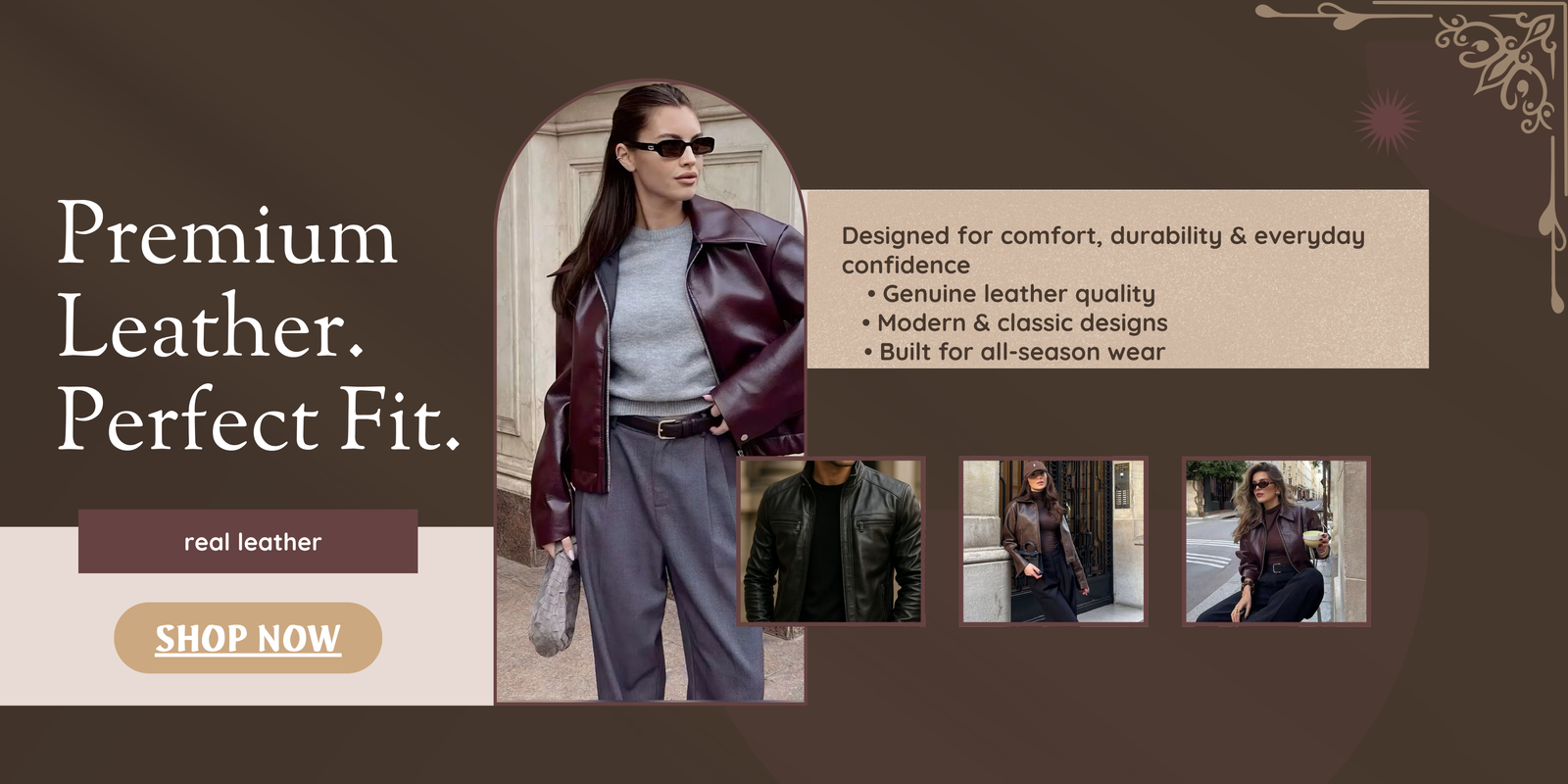 Pastel Brown Beige Minimalist Step into Elegance Banner